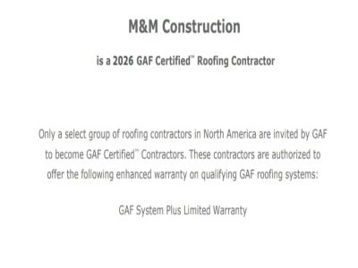 GAF Certified Roofing Contractor